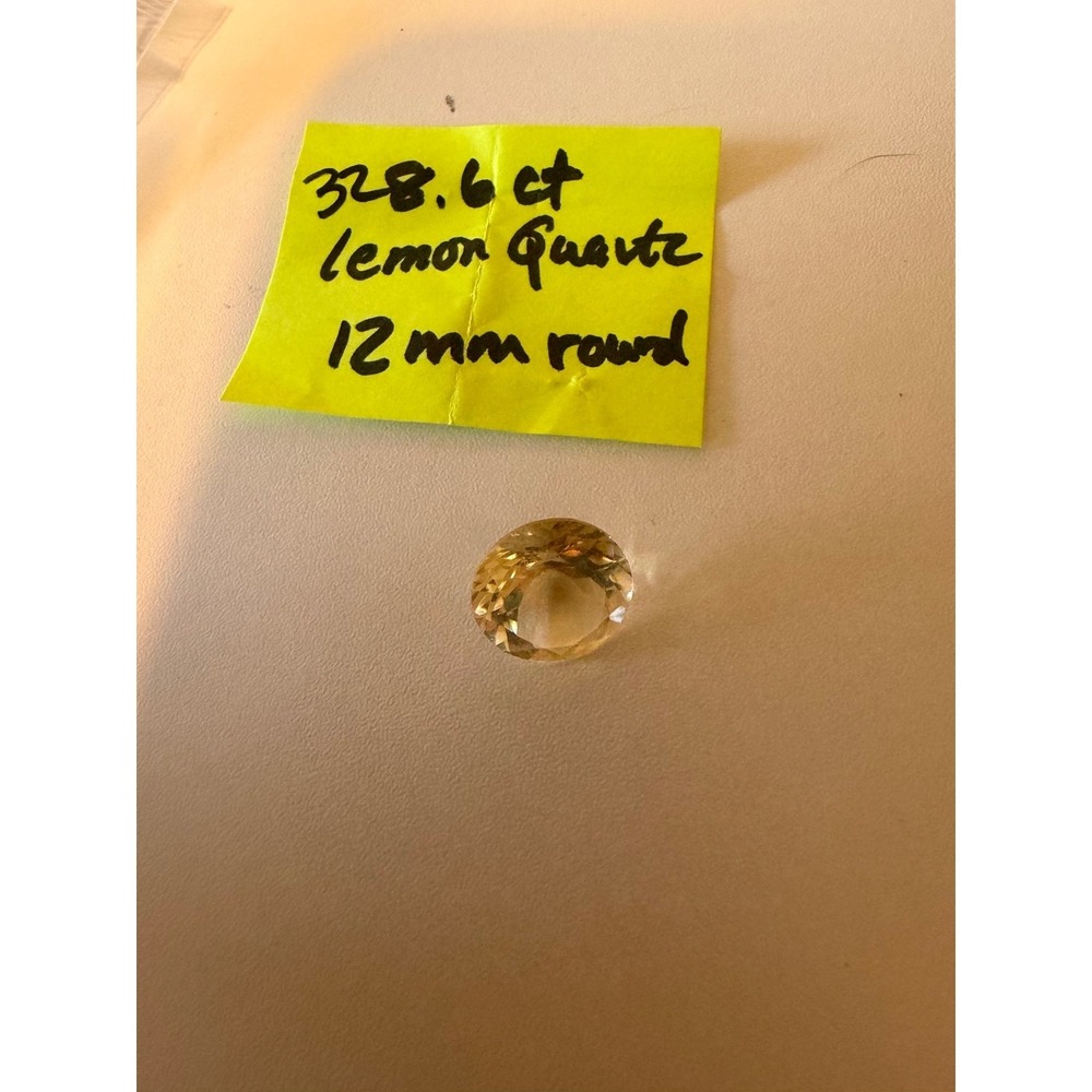 Lemon Quartz Gemstone 328.6ct 12mm Round Cut Loose Faceted Yellow Stone